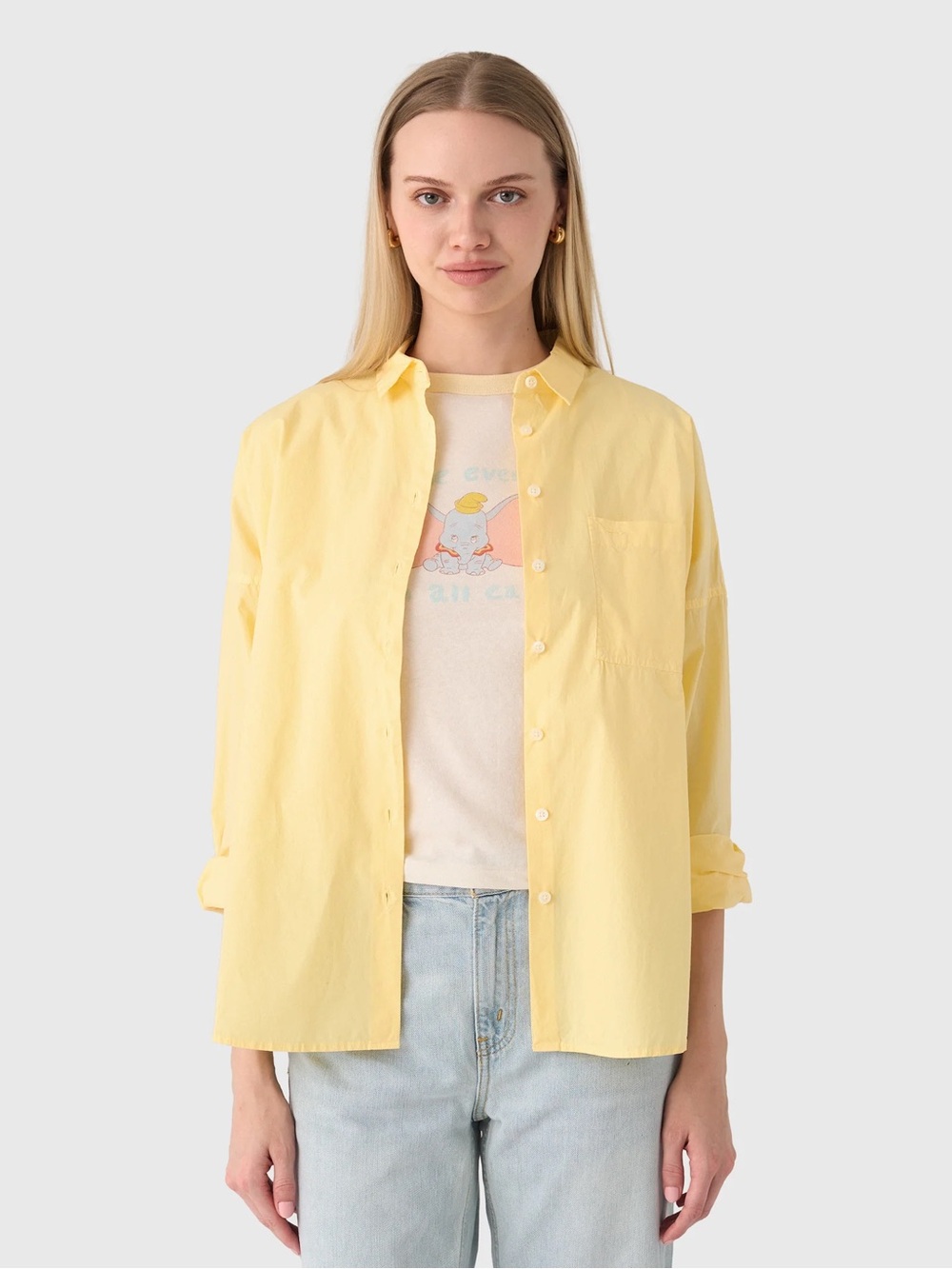Alex Mill Jo Poplin Light Yellow Button-Front Women's Shirt XS